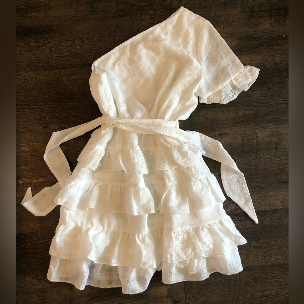 Stellah one shoulder mini tiered ruffle dress